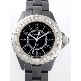 シャネル CHANEL Ｊ１２ H0682 33mm　ブラックセラミックブレス　ベゼルラージ飛びダイヤアフター ブラック