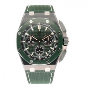 26420CE.OO.A063VE.01 コピー オーデマピゲ メンズ 腕時計 ロイヤルオーク オフショア クロノグラフ 26420CE.OO.A063VE.01 セラミック ラバー ベルト グリーン 文字盤 自動巻き